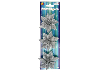 Gwiazda betlejemska GBK-8121 srebrna, rozm. 8cm, blist. 3szt.