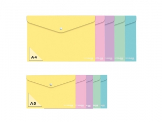 Teczka kopertowa plastikowa na  zatrzask A5 PASTELOWA 5 kolor�w OR-285 [opakowanie=5szt]