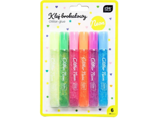 Klej brokatowy do dekor.6x10,5ml NEON
