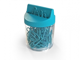 Spinacze kolor 28 mm TURKUSOWY pojemnik MAGNETYCZNY PAS-4358 [opakowanie=12szt]