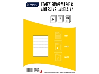 Etykiety samoprzylepne INTERDRUK A4 5 ark. x 21szt Biae