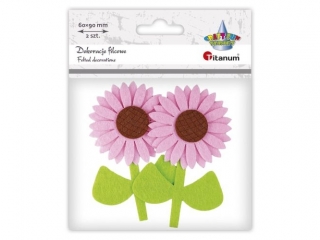 Dekoracje filcowe 3D s�oneczniki r�owe 60x90mm 2szt. TITWLK26