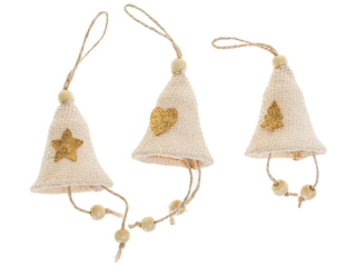 Zawieszki - dzwoneczki  rozmiar: 5 x 5 x 10  cm  kolor: beżowy, złoty