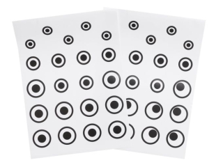 Naklejki na folii wzór: oczy  rozmiar: 10 x 20, 5  cm ilość : 42 szt, 2 arkusze