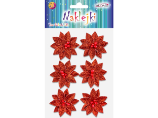 Naklejki NKX-4411 witeczne, przestrzenne, z brokatem, rozm. 3x3cm, op. zawiera 6szt.