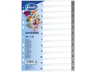 Przek�adka do segregatora  PLASTIKOWA A4 1-12 standard FR91281 [opakowanie=12szt]