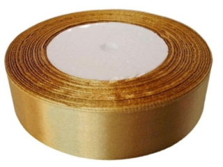 Wstążka satynowa  rozmiar: 25 mm x 32 m kolor: ciemny złoty
