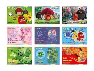 Blok rysunkowy kolorowy A4 20k. INTERDRUK Angry Birds Movie