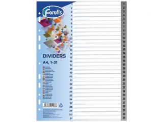 Przek�adka do segregatora  PLASTIKOWA A4 1-31 standard FR91283 [opakowanie=5szt]