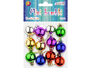 Mini bombki BOM-4329 ze sznureczkami, rozm. 25mm, op. 12szt.