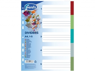 Przek�adka do segregatora  PLASTIKOWA A4 1-5 KOLOR FR91383 [opakowanie=25szt]