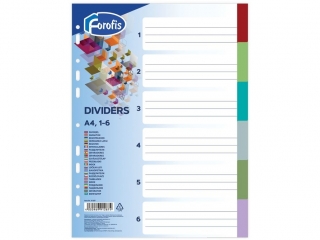 Przek�adka do segregatora  PLASTIKOWA A4 1-6 KOLOR FR91287 [opakowanie=12szt]