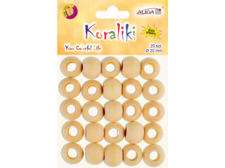 Koraliki PJ-2615 drewniane, rozm. 20mm, op. 25szt.