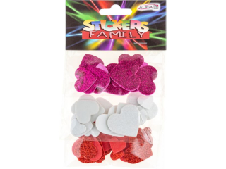 Naklejki NK-5449 piankowe "serca" z brokatem, op. 45szt.