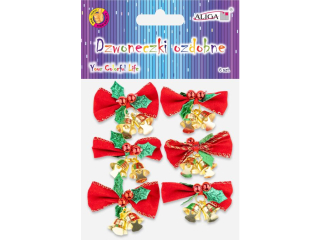 Dzwoneczki ozdobne DZW-2967 z kokardką, rozm. 2, 5cm x 4, 5cm, op. 6szt.