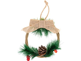 Ring drewniany WNR-5135 dekoracyjy, z zawieszk, rozm. 15CM