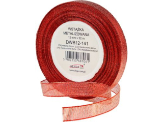 Wstążka metalizowana DWB06-141 czerwona, rozm. 6mm/22m, 1op.=4rol.