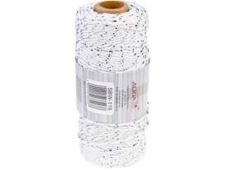 Sznurek baweniany SBW-119 biay ze srebrn nitk, 3mm 100m (splot 21 nitek)