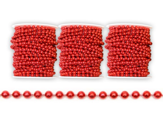 Korale na szpulce KOR-6170 kol. czerwony, rozm. 5mm x 10m, box zawiera 3szt.