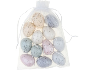 Jajka plastikowe WPJ-0642 kolorowe, z zawieszką, rozm. 4cm, op. 12szt.