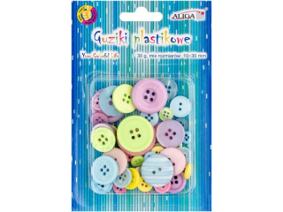Guziki plastikowe GUZ-8952 mix kolorów i rozm., 10-30mm, op. 30g