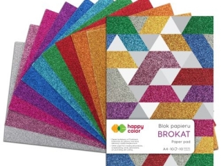 Blok dekoracyjny HAPPY COLOR Brokat A4 10ark. 150g 10 kolor