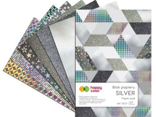 Blok dekoracyjny HAPPY COLOR Silver A4 10k. 150-230g