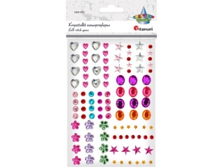 Krysztaki samoprzylepne mix wzorw mix kolorw 103szt. rodzaj: okrge, kwiatki, gwiazdki, serca, owalne