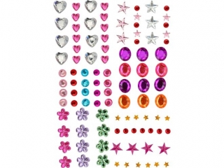 Krysztaki samoprzylepne mix wzorw mix kolorw 103szt. rodzaj: okrge, kwiatki, gwiazdki, serca, owalne