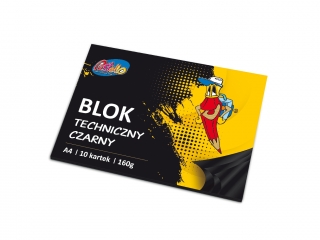 Blok techniczny CZARNY A4 160g 10k PAS-7090 [opakowanie=10szt]