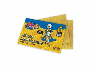 Papier BROKATOWY A4 samoprzylepny 10 kartek Z�OTY PAS-7502 [opakowanie=5szt]