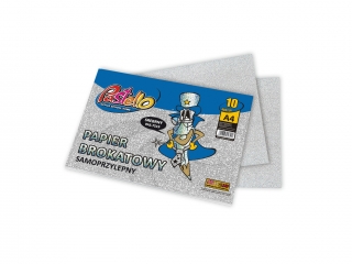Papier BROKATOWY A4 samoprzylepny 10 kartek SREBRNY PAS-7519 [opakowanie=5szt]