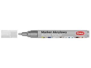 Marker akrylowy, fibrowa ko�c�wka okr�gla 2-5mm, 18 kolor�w srebrny [opakowanie=6szt]