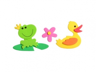 Naklejki piankowe 3D kaczki, �aby, kwiaty mix rozmiar�w, mix kolor�w 12szt. TITWLK26