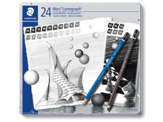 Zestaw owkw Mars Lumograph, 12B-10H, 24 szt., w metalowym pudeku, Staedtler