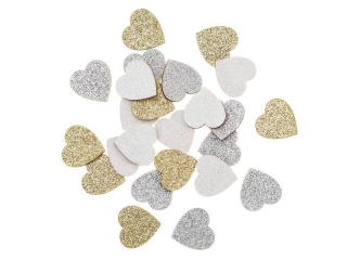 DREWNIANE BROKATOWE SERCA - DWUSTRONNE 2 x 1, 5CM, 24 SZT.  Z�OTY, SREBRNY, BIA�Y [opakowanie=6szt] NZWR-DLP