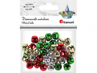 Dzwoneczki dekoracyjne TITANUM mix kolorw 15mm 24szt.