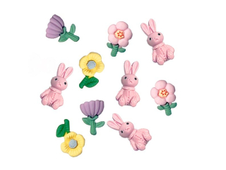 OZDOBY SAMOPRZYLEPNE 3D  - KWIATY I KR�LICZKI, 12 SZT., PASTEL