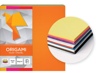 Papier Origami 10x10cm 100 Fluo+Pastele