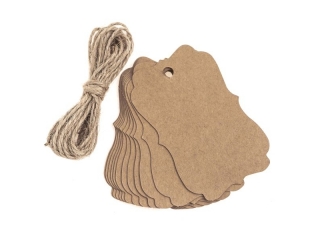 ZAWIESZKI KRAFT ZE SZNURKIEM - SZYLD VINTAGE, 12 SZT. [opakowanie=6szt] NZWR-DLP