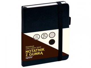 Notatnik z gumką GRAND A6 80k. linia - czarny