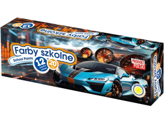 Farby szkolne Samochody 12 kol x 20 ml  [opakowanie=4szt]