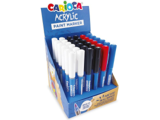 Markery akrylowe z pdzelkiem CARIOCA display  podstawowe (41400)  [opakowanie=36szt]