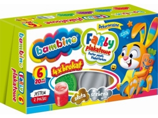 Farby plakatowe BAMBINO 6 kolorów, 20 ml BROKAT