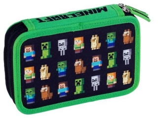 Piórnik podwójny bez wyposażenia, 2 klapki, MINECRAFT