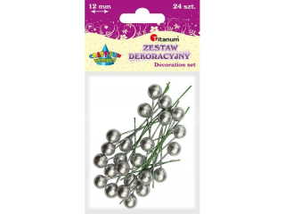 Drucik z kulk� O12mm srebrn� 24szt.