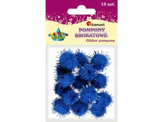 Pompony brokatowe 1, 8cm ciemnoniebieskie 15szt.