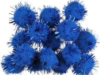 Pompony brokatowe 1, 8cm ciemnoniebieskie 15szt.