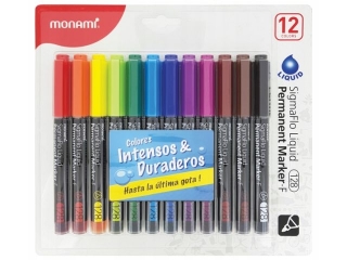 Marker okr�g�y permanentny 2, 0 mm Sigmaflo F 128 MONAMI - 12 kolor�w - 1 szt. blister (0%)