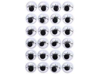 Oczy samoprzylepne czarne 15mm z rz�sami okr�g�e 24szt.